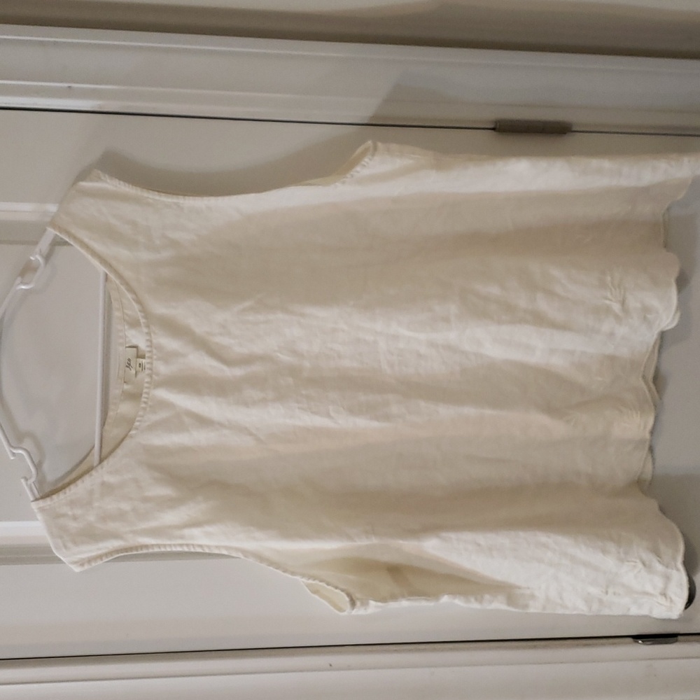 J.Jill -- Cream 100% Linen Cream Tank with Exquisite Toining Embroidery/4X